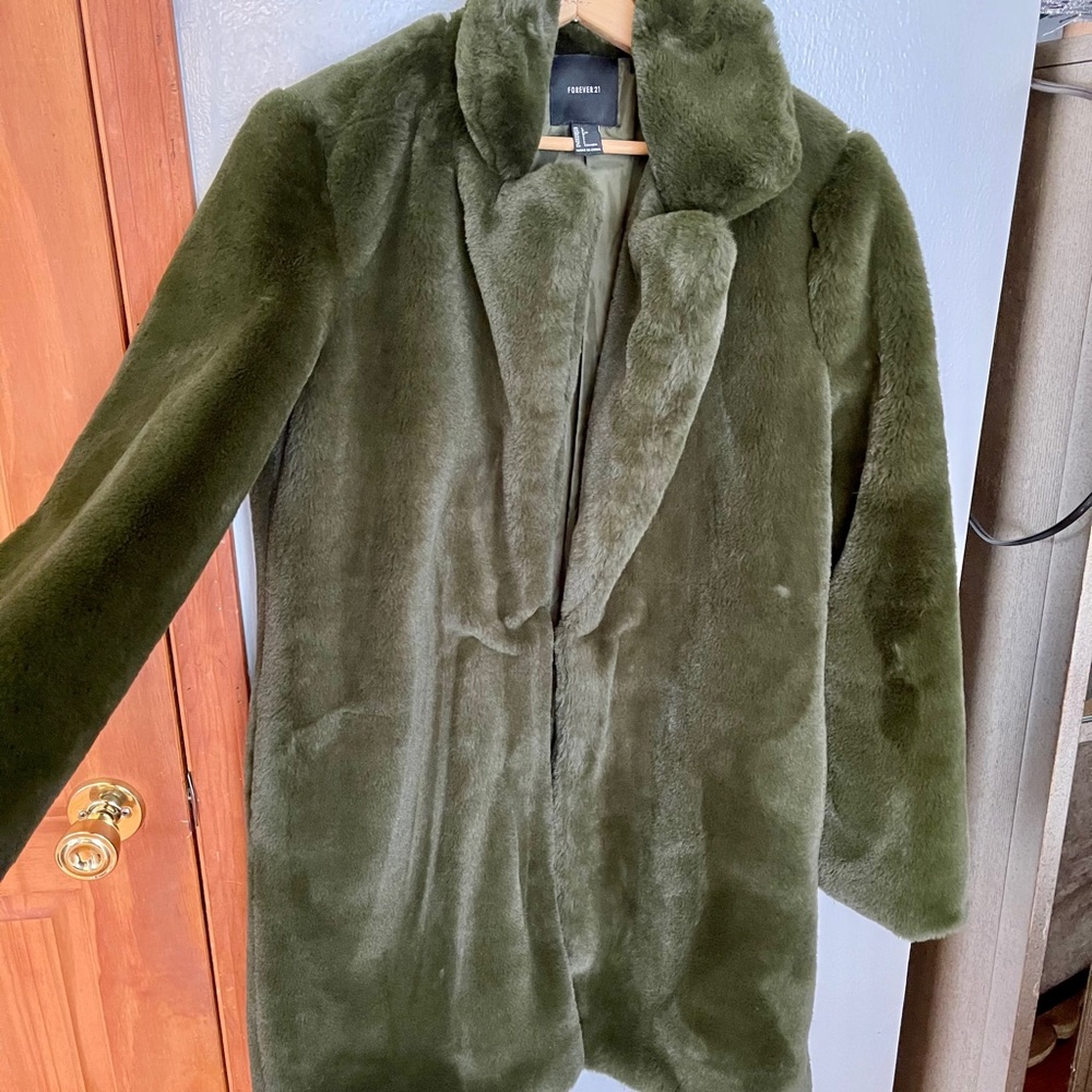 Emerald Green Faux Fur Coat